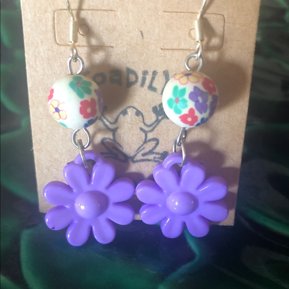 Purple Flower Earrings